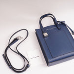 画像をギャラリービューアに読み込む, マークジェイコブス ネイビー×シルバー レザーショルダー&ミニトートバッグ MARC JACOBS NAVY SILVER LEATHER SHOULDER & MINI TOTE BAG WOMENS