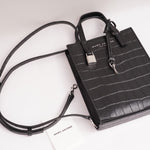 画像をギャラリービューアに読み込む, マークジェイコブス 型押しブラック ×シルバー レザーショルダー&ミニトートバッグ MARC JACOBS BLACK SILVER EMBOSSED LEATHER SHOULDER & MINI TOTE BAG WOMENS