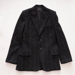 画像をギャラリービューアに読み込む, ラグアンドボーン ニューヨーク チャコールグレー ヴァージンウール ストライプ ブレザー ジャケット RAG&BONE NEWYORK CHARCOAL-GRAY STRIPED WOOL BLAZER JACKET WOMEN