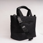 画像をギャラリービューアに読み込む, KARL LAGERFELD PARIS カールラガーフェルド ブラック ナイロン キルティング トートバッグ BLACK NYLON QUILTING TOTE-BAG