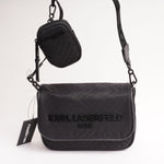 画像をギャラリービューアに読み込む, KARL LAGERFELD PARIS カールラガーフェルド ブラック ナイロン キルティング ミニショルダーバッグ BLACK NYLON QUILTING MINI SHOULDER BAG