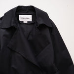 画像をギャラリービューアに読み込む, CK カルバンクライン ブラック リラックスフィット トレンチコート CALVIN KLEIN BLACK RELAX-FIT TRENCH COAT WOMENS