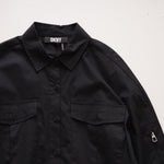 画像をギャラリービューアに読み込む, DKNY ダナキャランニューヨーク ブラック 袖ギャザー シャツワンピース BLACK SHIRT DRESS WOMEN