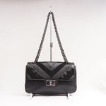 画像をギャラリービューアに読み込む, KARL LAGERFELD PARIS カールラガーフェルド ブラック レザー スウェード ショルダーバッグ BLACK LEATHER SUEDE SHOULDER BAG