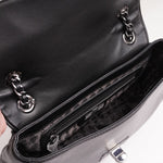 画像をギャラリービューアに読み込む, KARL LAGERFELD PARIS カールラガーフェルド ブラック レザー スウェード ショルダーバッグ BLACK LEATHER SUEDE SHOULDER BAG