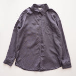 画像をギャラリービューアに読み込む, スプレンディッド チャコールグレー リネン長袖シャツ ブラウス SPLENDID CHARCOAL-GRAY LINEN SHIRT BLOUSE WOMENS