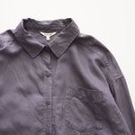 画像をギャラリービューアに読み込む, スプレンディッド チャコールグレー リネン長袖シャツ ブラウス SPLENDID CHARCOAL-GRAY LINEN SHIRT BLOUSE WOMENS