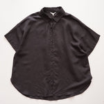 画像をギャラリービューアに読み込む, スプレンディッド チャコールグレー リネン混 半袖シャツ ブラウス SPLENDID CHARCOAL-GRAY LINEN-MIX SHIRT BLOUSE WOMENS