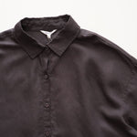 画像をギャラリービューアに読み込む, スプレンディッド チャコールグレー リネン混 半袖シャツ ブラウス SPLENDID CHARCOAL-GRAY LINEN-MIX SHIRT BLOUSE WOMENS