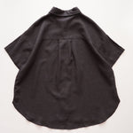 画像をギャラリービューアに読み込む, スプレンディッド チャコールグレー リネン混 半袖シャツ ブラウス SPLENDID CHARCOAL-GRAY LINEN-MIX SHIRT BLOUSE WOMENS