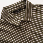 画像をギャラリービューアに読み込む, ヴィンス オリーブ×ヘザーグレー コットン ボーダーポロ VINCE OLIVE×WHITE BORDER COTTON POLO MENS