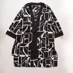 画像をギャラリービューアに読み込む, KARL LAGERFELD PARIS カールラガーフェルド ブラック×ホワイト グラフィックオープンフロントトップ  BLACK×WHITE GRAPHIC PRINT OPEN FRONT TOP WOMEN