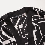 画像をギャラリービューアに読み込む, KARL LAGERFELD PARIS カールラガーフェルド ブラック×ホワイト グラフィックオープンフロントトップ  BLACK×WHITE GRAPHIC PRINT OPEN FRONT TOP WOMEN