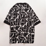 画像をギャラリービューアに読み込む, KARL LAGERFELD PARIS カールラガーフェルド ブラック×ホワイト グラフィックオープンフロントトップ  BLACK×WHITE GRAPHIC PRINT OPEN FRONT TOP WOMEN