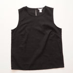 画像をギャラリービューアに読み込む, CK カルバンクライン ブラック リネン×コットン ノースリーブトップ ブラウス CALVIN KLEIN LINEN COTTON SLEEVELESS TOP WOMENS