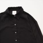 画像をギャラリービューアに読み込む, CK カルバンクライン ブラック ポリエステル シアースリーブ ブラウス ポケットシャツ CALVIN KLEIN BLACK SHEER SLEEVE BLOUSE POCKET SHIRT WOMENS