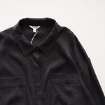 画像をギャラリービューアに読み込む, スプレンディッド チャコールグレー 比翼長袖シャツ 胸ポケット ブラウス SPLENDID CHARCOAL-GRAY SHIRT POCKET BLOUSE WOMENS