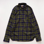 画像をギャラリービューアに読み込む, BEVILACQUA ベヴィラクア イタリア製 コットン グリーン×ネイビー チェックプルオーバー ネルシャツ GREEN×NAVY COTTON CHECK FLANNEL SHIRT WOMEN