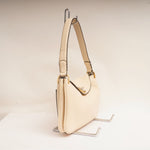 画像をギャラリービューアに読み込む, KARL LAGERFELD PARIS カールラガーフェルド M クリーム レザー ショルダーバッグ CREAM LEATHER SHOULDER BAG ミディアム