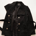 画像をギャラリービューアに読み込む, KARL LAGERFELD PARIS カールラガーフェルド ブラック ラメツイードコート BLACK TWEED COAT WOMEN