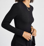 画像をギャラリービューアに読み込む, スプレンディッド ブラック リブニット ロングドレス ウエストタイワンピース SPLENDID BLACK RIB-KNIT DRESS WOMENS