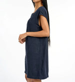 画像をギャラリービューアに読み込む, スプレンディッド ネイビー リネン スクエアネックワンピース ドレス SPLENDID NAVY LINEN SQUARE-NECK DRESS WOMENS