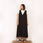 画像をギャラリービューアに読み込む, アドラーブル ブラック ウールVネックワンピース ADOLUVLE ORIGINAL BLACK WOOL V-NECK SLEEVELESS DRESS