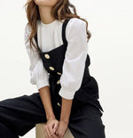 画像をギャラリービューアに読み込む, スプレンディッド × メアリー・ローレス・リー ブラック ボタンジャンプスーツ オールインワン SPLENDID × MARY LAWLESS LEE BLACK BUTTON JUMP-SUIT WOMENS