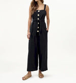 画像をギャラリービューアに読み込む, スプレンディッド × メアリー・ローレス・リー ブラック ボタンジャンプスーツ オールインワン SPLENDID × MARY LAWLESS LEE BLACK BUTTON JUMP-SUIT WOMENS