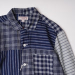 画像をギャラリービューアに読み込む, ジェークルー ウォレス&バーンズ インディゴ キャンプカラー パッチワークJK J.CREW WALLACE & BARNES CAMP-COLLAR JACKET MENS