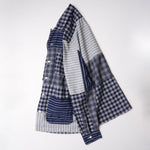 画像をギャラリービューアに読み込む, ジェークルー ウォレス&バーンズ インディゴ キャンプカラー パッチワークJK J.CREW WALLACE & BARNES CAMP-COLLAR JACKET MENS