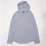 画像をギャラリービューアに読み込む, ヴィンス サックスブルー ホワイト ボーダー フーディ 長袖パーカー VINCE SAX-BLUE WHITE BORDER HOODIE LONG-SLEEVES MENS