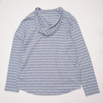 画像をギャラリービューアに読み込む, ヴィンス サックスブルー ホワイト ボーダー フーディ 長袖パーカー VINCE SAX-BLUE WHITE BORDER HOODIE LONG-SLEEVES MENS