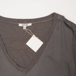 画像をギャラリービューアに読み込む, スプレンディッド カーキグレー 同色異素材 オスロサテン Vネック Tシャツ カットソー SPLENDID KHAKI-GRAY OSLO SATIN V-NECK TEE WOMENS