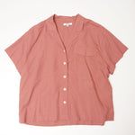 画像をギャラリービューアに読み込む, メイドウェル ピンク リネンブレンド キャンプシャツ MADEWELL PINK LINEN-BLEND CAMP SHIRT WOMENS