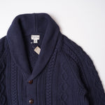 画像をギャラリービューアに読み込む, ジェークルー ネイビー ショールカラー コットンケーブル編みカーディガン J.CREW NAVY CARDIGAN MENS