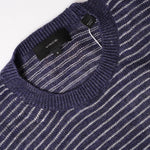 画像をギャラリービューアに読み込む, ビンス ヴィンス ネイビー×ホワイト ボーダー リネン ニット VINCE NAVY STRIPED LINEN KNIT SWEATER MENS