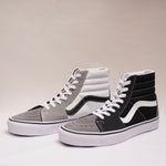 画像をギャラリービューアに読み込む, ヴァンズ SK8 Hi クレイジーカラー キャンバスブラック/ホワイト×スウェードマルチグレー スケート スニーカー VANS BLACK×MULTI-GRAY SNEAKERS HIGH MENS