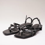 画像をギャラリービューアに読み込む, ラグアンドボーン ブラックレザー ストラップ サンダル RAG&BONE BLACK LEATHER STRAP SANDALS CALLIOPE MID