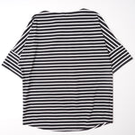 画像をギャラリービューアに読み込む, アドラーブル ブラック×ホワイト ボーダー ビッグシルエット Tシャツ ドロップショルダー ボートネック ADOLUVLE BLACK×WHITE BORDER STRIPE TEE DROP-SHOULDER BOAT-NECK