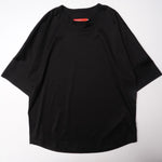 画像をギャラリービューアに読み込む, アドラーブル シルキー天竺 ビッグシルエット ドロップショルダー クルー Tシャツ ADOLUVLE BLACK CREW-NECK TEE DROP-SHOULDER