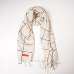 画像をギャラリービューアに読み込む, アドラーブル オフホワイト×グレー ウインドーペン柄 アルパカストール ADOLUVLE SHAWL STOLE WOMENS