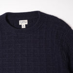 画像をギャラリービューアに読み込む, ジェークルー ネイビー コットン セーター クルーネック ケーブルニット J.CREW NAVY COTTON SWEATER CREW-NECK KNIT CABLE STITCH MENS