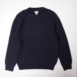 画像をギャラリービューアに読み込む, ジェークルー ネイビー コットン セーター クルーネック ケーブルニット J.CREW NAVY COTTON SWEATER CREW-NECK KNIT CABLE STITCH MENS