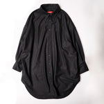 画像をギャラリービューアに読み込む, アドラーブル ブラック ウール ロングシャツ シャツワンピース ADOLUVLE ORIGINAL BLACK WOOL SHIRT-DRESS LONG SLEEVE DRESS