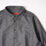 画像をギャラリービューアに読み込む, アドラーブル グレー ウール ロングシャツ シャツワンピース ADOLUVLE ORIGINAL GRAY WOOL SHIRT-DRESS LONG SLEEVE DRESS