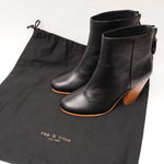 画像をギャラリービューアに読み込む, ラグアンドボーン ブラック バックジップ レザーショートブーツ RAG&BONE BLACK LEATHER BACK ZIP SHORT BOOTS NEWBURY WOMEN