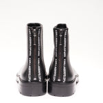 画像をギャラリービューアに読み込む, KARL LAGERFELD PARIS カールラガーフェルド ブラック バックジップ ロゴ ブーティ ショートブーツ BLACK BACK-ZIP LOGO BOOTIE WOMEN