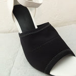 画像をギャラリービューアに読み込む, アレキサンダーワン ブラック×ホワイトレザー ヒールサンダル ALEXANDER WANG WHITE LEATHER × BLACK HEEL SANDALS WOMENS