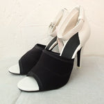 画像をギャラリービューアに読み込む, アレキサンダーワン ブラック×ホワイトレザー ヒールサンダル ALEXANDER WANG WHITE LEATHER × BLACK HEEL SANDALS WOMENS